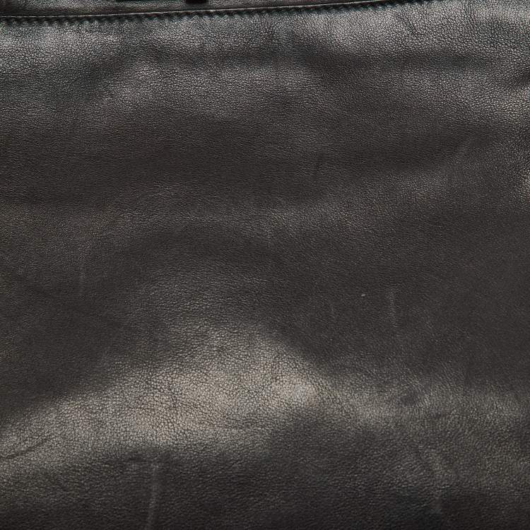 Pre Owned Fendi Black Leather Large Peekaboo Top Handle Bag