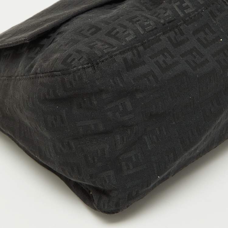 Pre Owned Fendi Black Zuchinno Fabric and Leather Mama Baguette Shoulder Bag