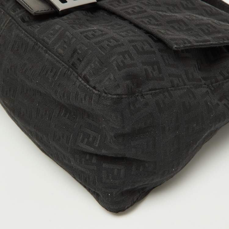 Pre Owned Fendi Black Zuchinno Fabric and Leather Mama Baguette Shoulder Bag