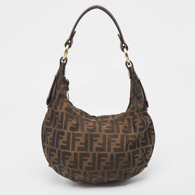Pre Owned Fendi Brown Zucca Canvas Chef Hobo