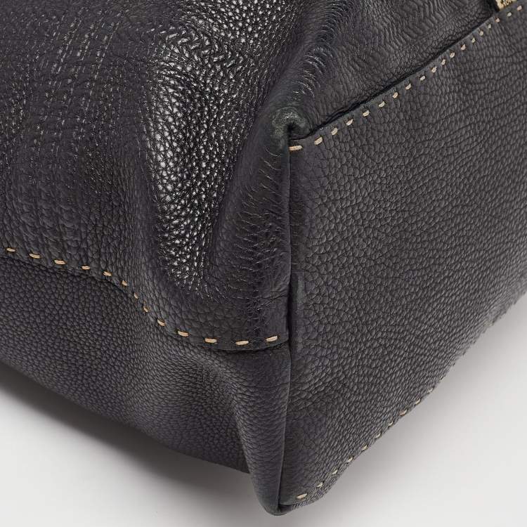 Pre Owned Fendi Black Selleria Leather Grand Villa Borghese Tote