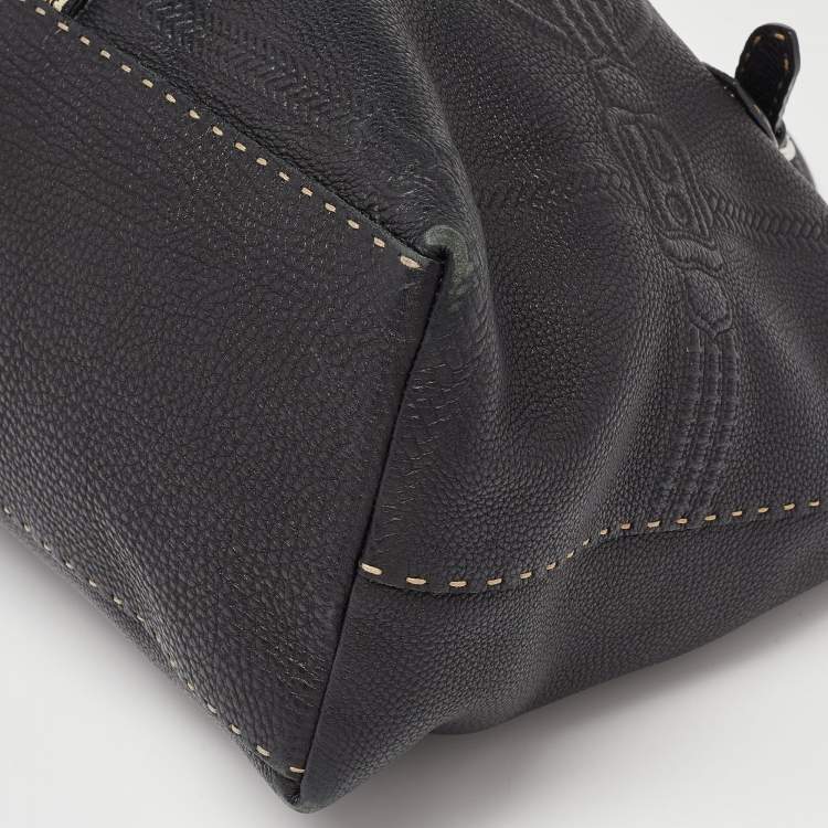 Pre Owned Fendi Black Selleria Leather Grand Villa Borghese Tote
