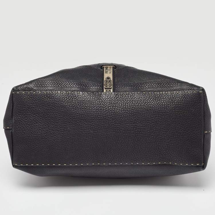 Pre Owned Fendi Black Selleria Leather Grand Villa Borghese Tote