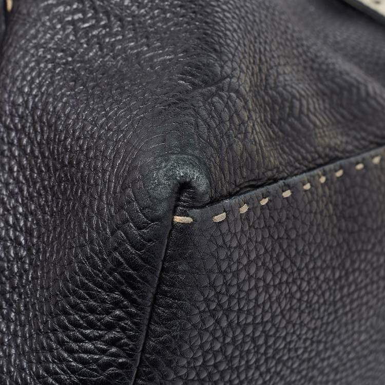 Pre Owned Fendi Black Selleria Leather Grand Villa Borghese Tote