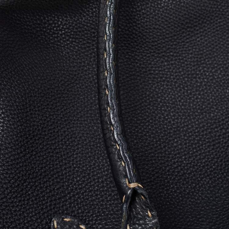 Pre Owned Fendi Black Selleria Leather Grand Villa Borghese Tote