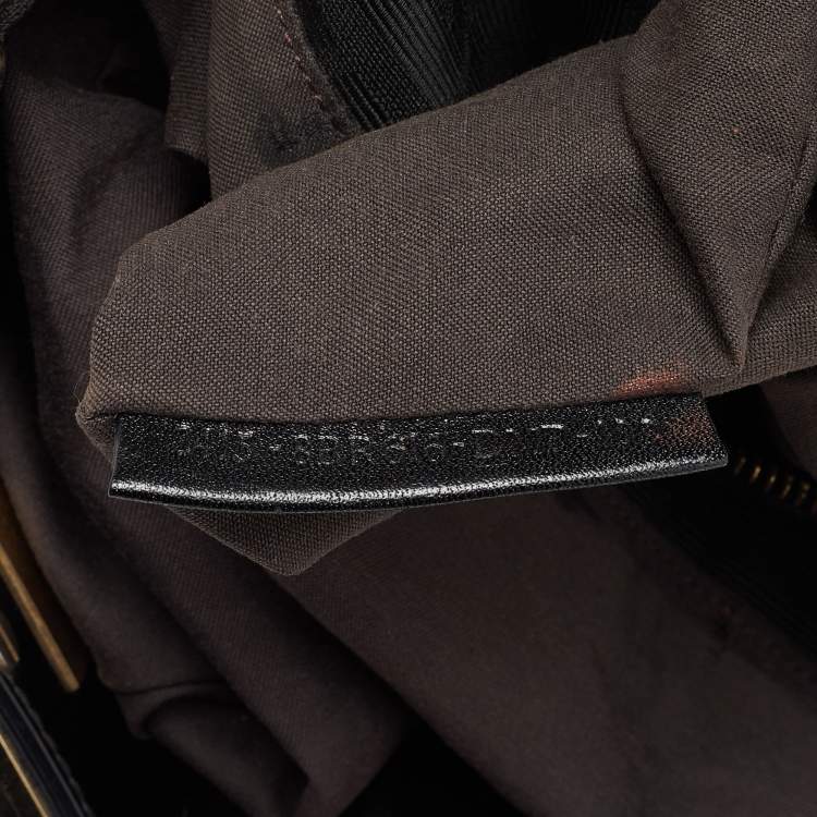 Pre Owned Fendi Black Zucca Canvas and Patent Leather Mia Shoulder Bag