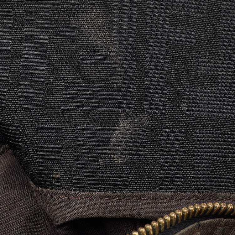 Pre Owned Fendi Black Zucca Canvas and Patent Leather Mia Shoulder Bag