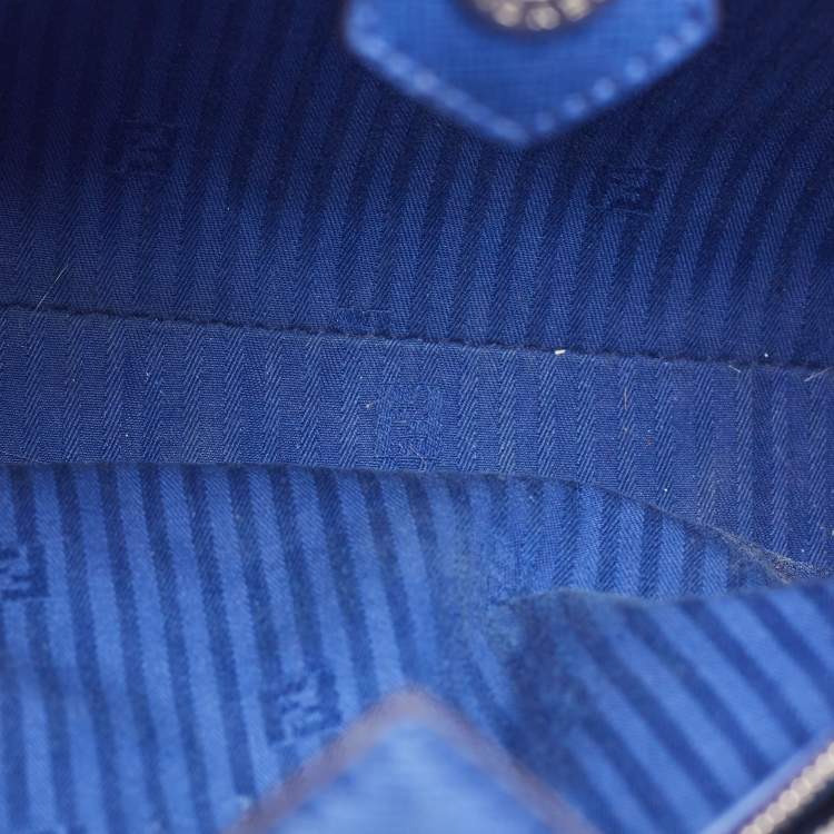 Pre Owned Fendi Blue Leather Small 2Jours Tote