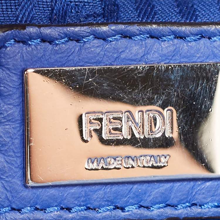 Pre Owned Fendi Blue Leather Small 2Jours Tote