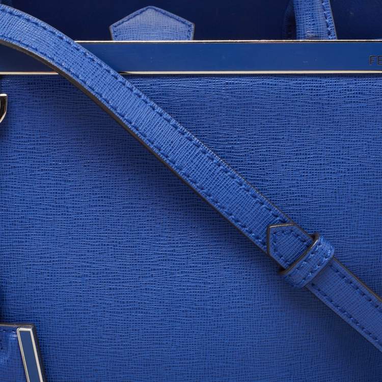 Pre Owned Fendi Blue Leather Small 2Jours Tote