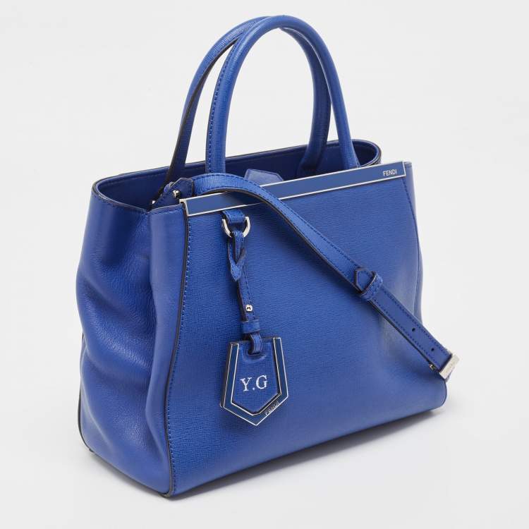 Pre Owned Fendi Blue Leather Small 2Jours Tote