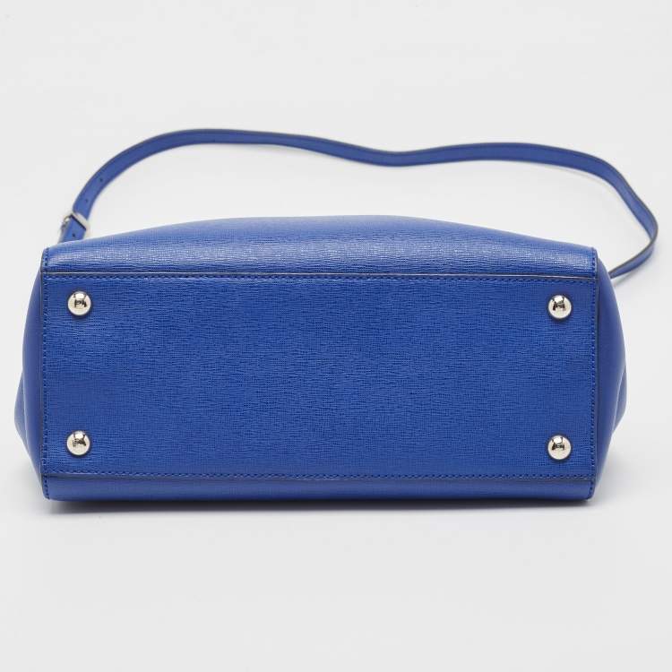 Pre Owned Fendi Blue Leather Small 2Jours Tote