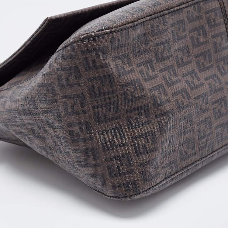 Pre Owned Fendi Brown Zucchino Coated Canvas Mama Baguette Bag