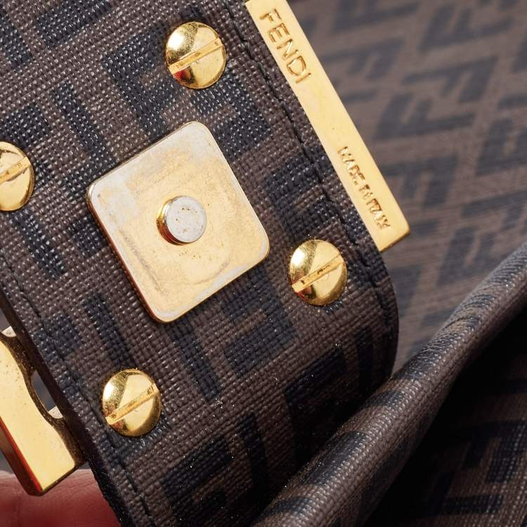 Pre Owned Fendi Brown Zucchino Coated Canvas Mama Baguette Bag