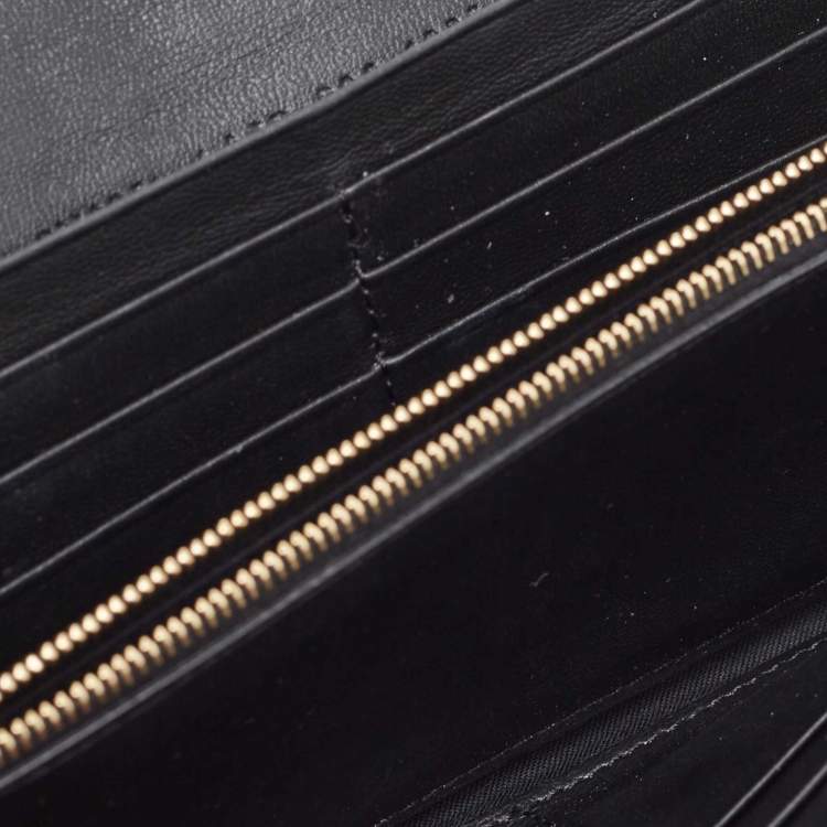 Pre Owned Fendi Black Zucca Embossed Leather FF Flap Continental Wallet 