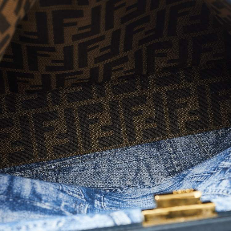 Pre Owned Fendi Dark Blue Leather Large Peekaboo Top Handle Bag
