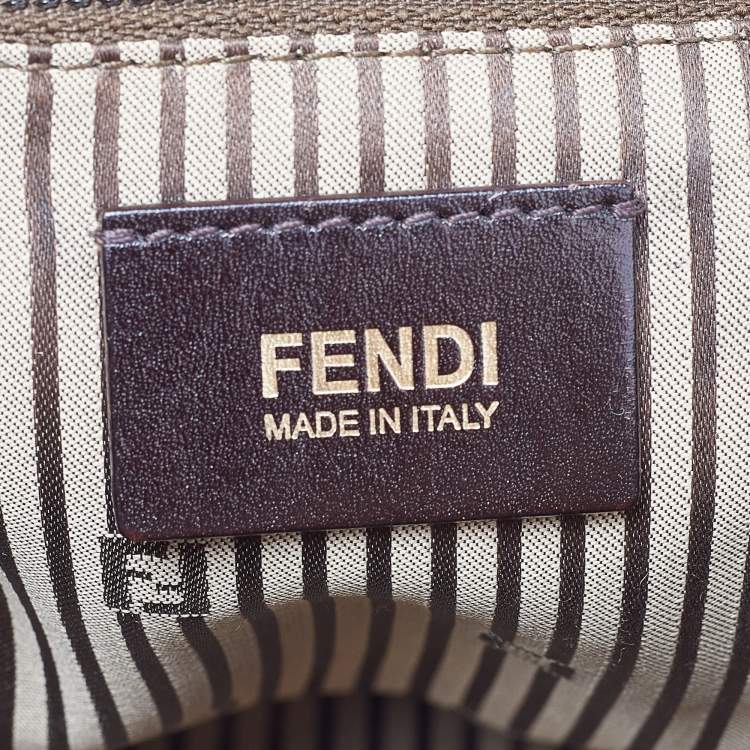 Pre Owned Fendi Multicolor Leather, Canvas and Snakeskin Silvana Top Handle Bag