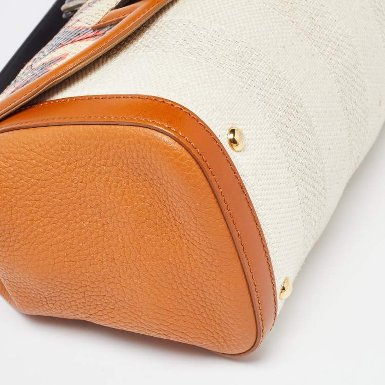 Pre Owned Fendi Multicolor Leather, Canvas and Snakeskin Silvana Top Handle Bag