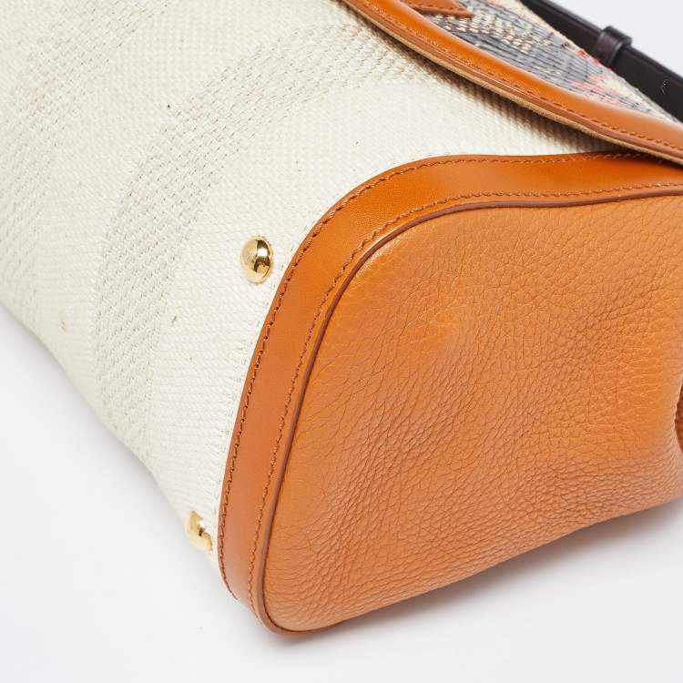 Pre Owned Fendi Multicolor Leather, Canvas and Snakeskin Silvana Top Handle Bag