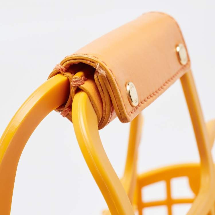 Pre Owned Fendi Orange Plastic Medium Basket Tote