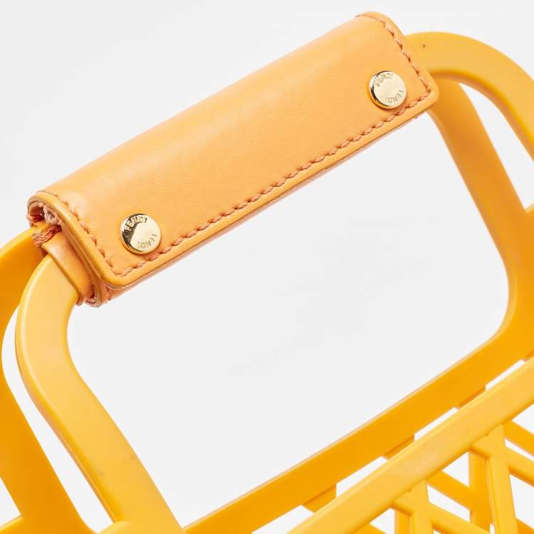 Pre Owned Fendi Orange Plastic Medium Basket Tote