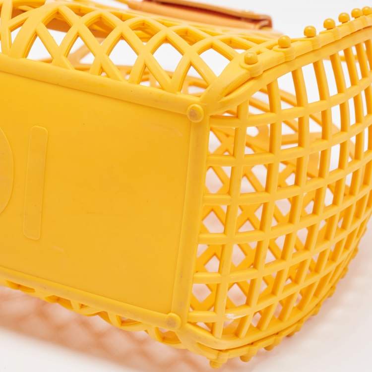 Pre Owned Fendi Orange Plastic Medium Basket Tote