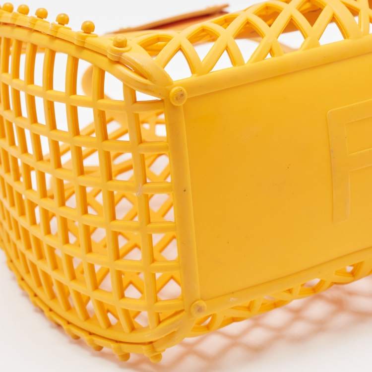 Pre Owned Fendi Orange Plastic Medium Basket Tote