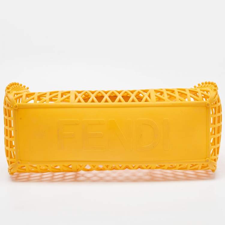 Pre Owned Fendi Orange Plastic Medium Basket Tote