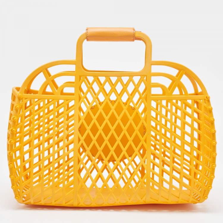 Pre Owned Fendi Orange Plastic Medium Basket Tote