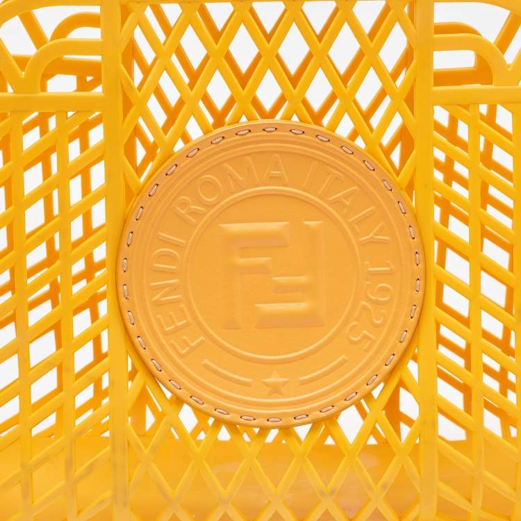 Pre Owned Fendi Orange Plastic Medium Basket Tote