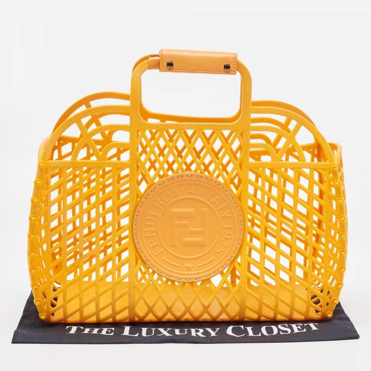 Pre Owned Fendi Orange Plastic Medium Basket Tote