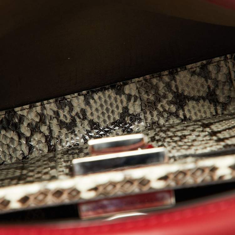 Pre Owned Fendi Red Leather Regular PeekabooTop Handle Bag