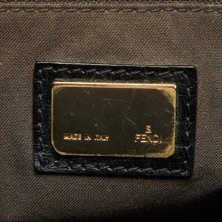 Pre Owned Fendi Black Zuchino Fabric and Leather Top Zip Tote