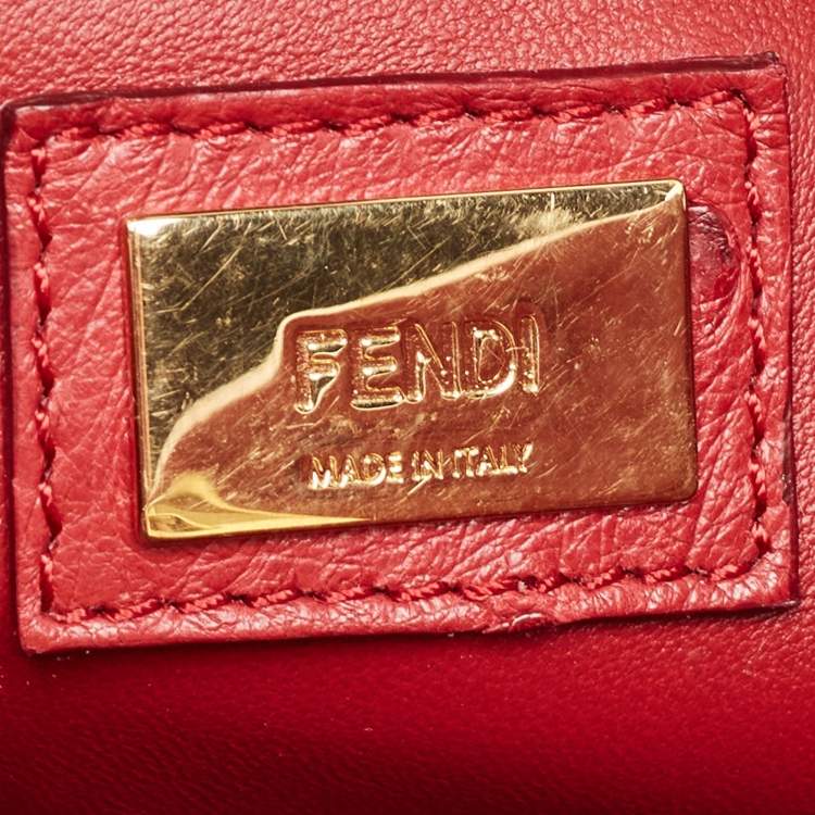 مملوكة مسبقًا Fendi Red Ostrich Leather Mini Peekaboo Top Handle Bag