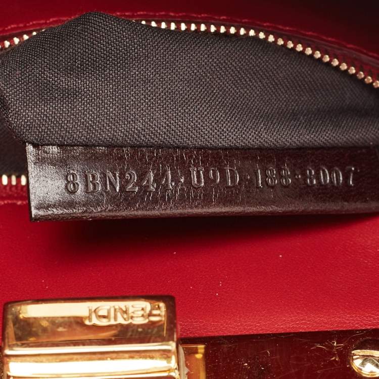 مملوكة مسبقًا Fendi Red Ostrich Leather Mini Peekaboo Top Handle Bag