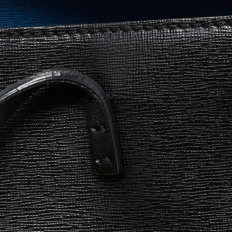 Pre Owned Fendi Black/Blue Leather Monster Roll Tote
