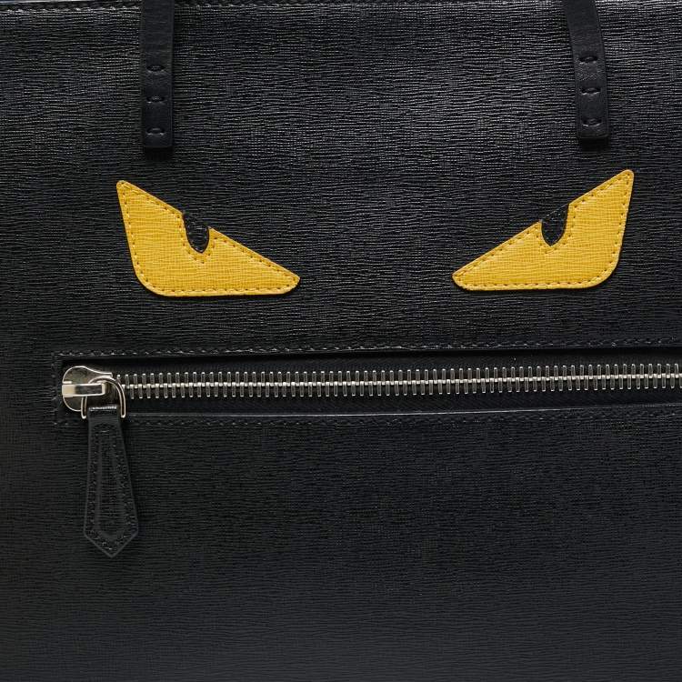 Pre Owned Fendi Black/Blue Leather Monster Roll Tote