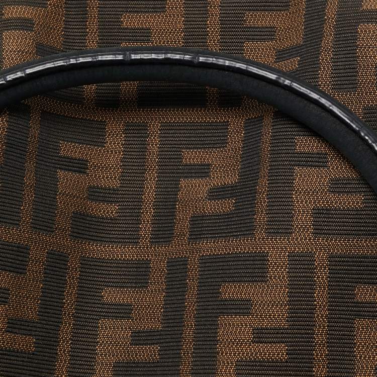 مملوكة مسبقًا Fendi Tobacco/Black Zucca Canvas and Nubuck FF Eyelet Chef De Jour Bag
