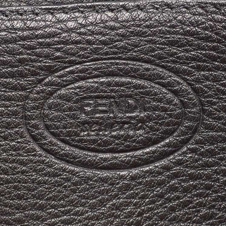 Pre Owned Fendi Dark Brown/Red Selleria Leather Flap Clutch