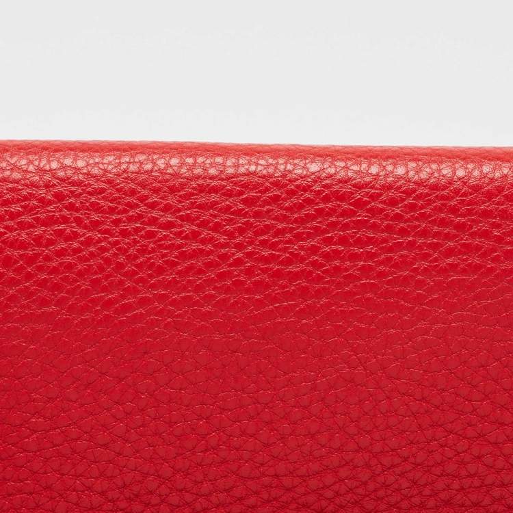 Pre Owned Fendi Dark Brown/Red Selleria Leather Flap Clutch