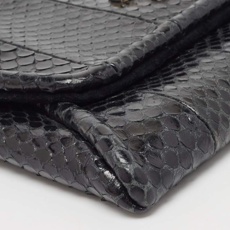 Pre Owned Fendi Black Ayers Flap Clutch