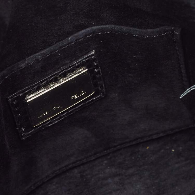 Pre Owned Fendi Black Ayers Flap Clutch