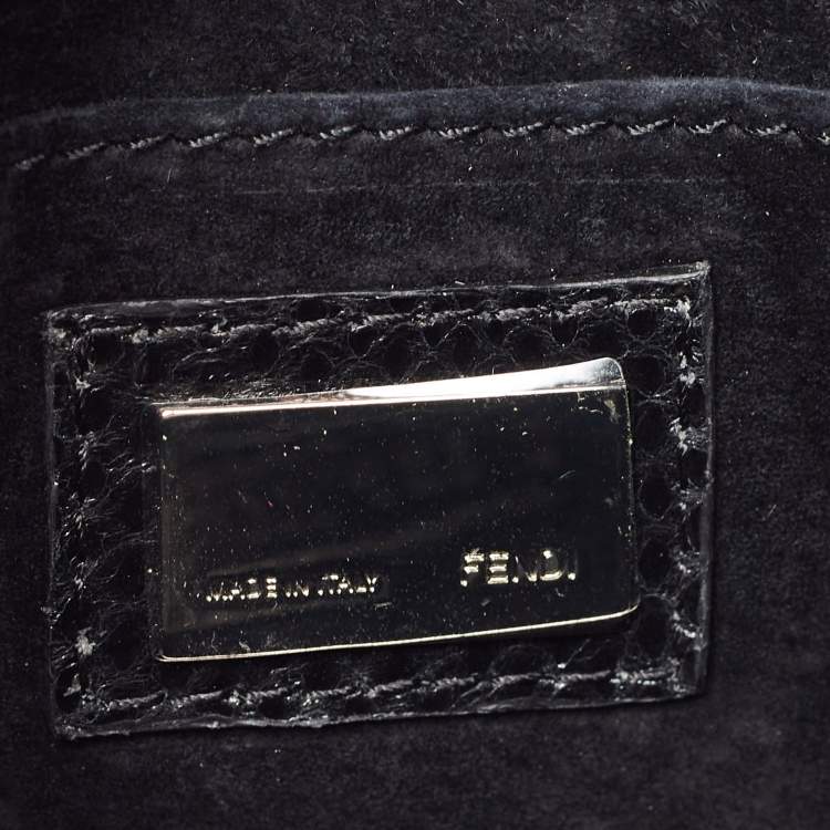 Pre Owned Fendi Black Ayers Flap Clutch