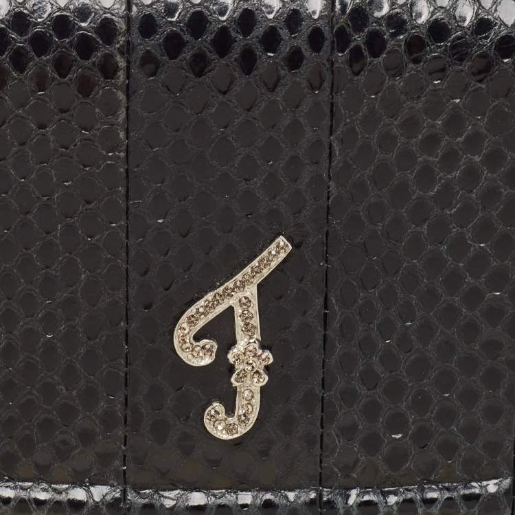 Pre Owned Fendi Black Ayers Flap Clutch