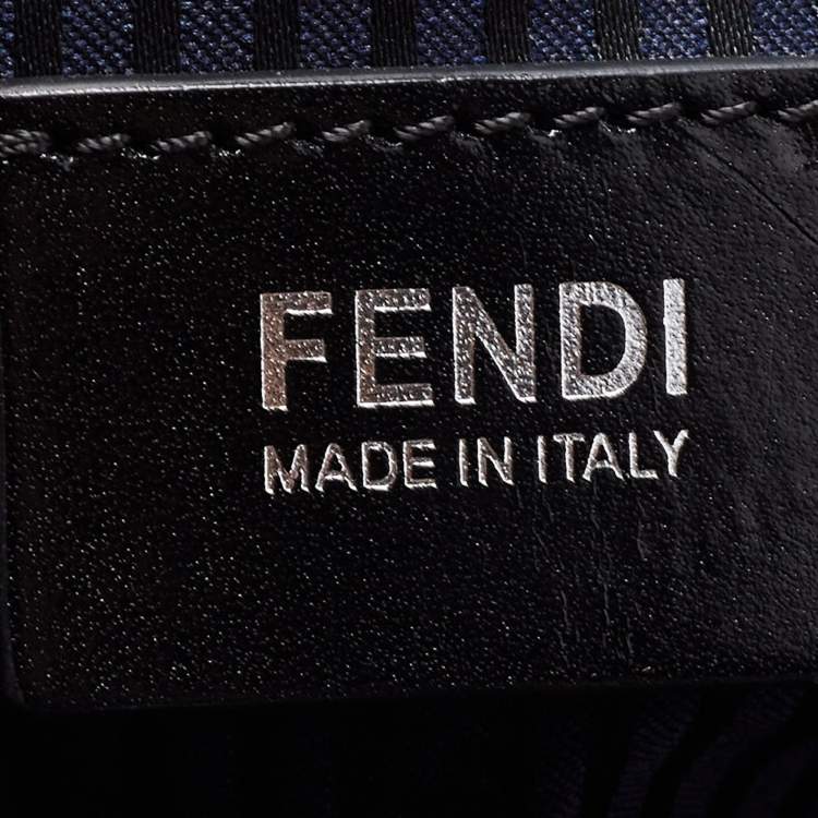 Pre Owned Fendi Navy Blue Patent, Leather and Calfhair Large Studded 2jours Tote