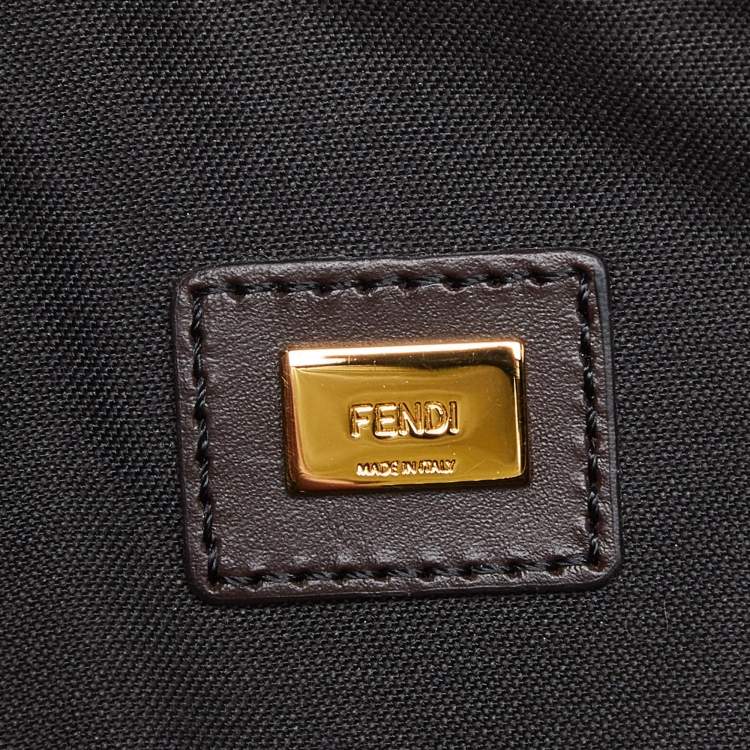 Pre Owned Fendi Tobacco Zucca Suede Flat Zip Pouch