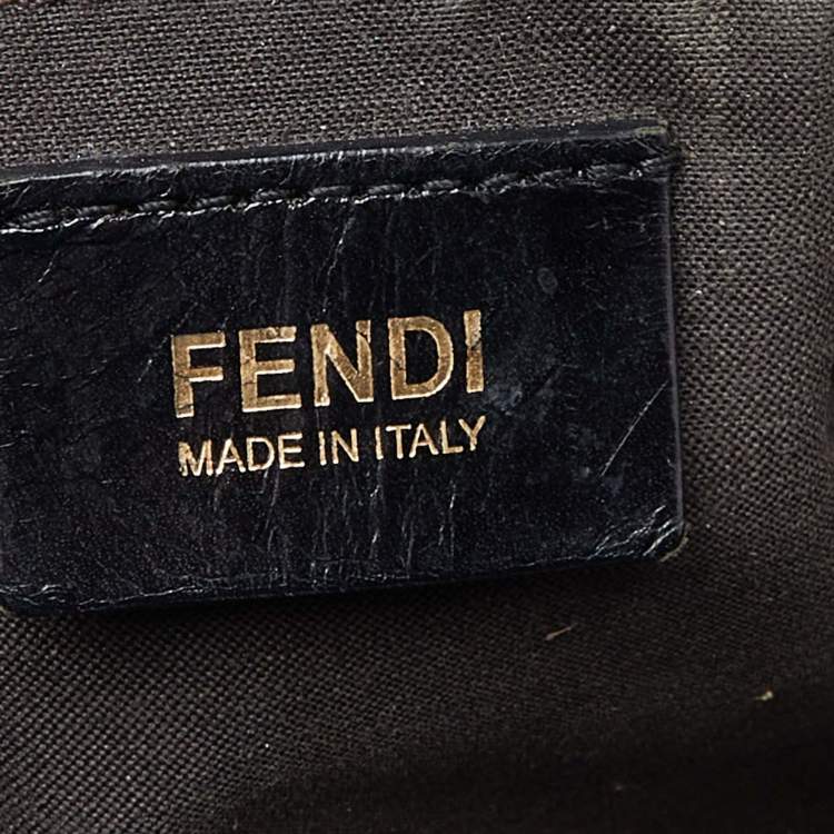 Pre Owned Fendi Black Zuchinno Coated Canvas and Leather Roll Tote