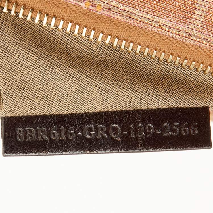 Pre Owned Fendi Holographic Zucca Lurex Fabric and Leather Large Mia Hobo