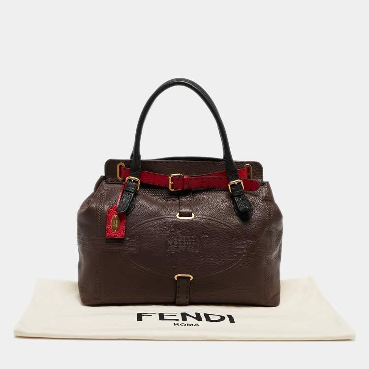 Pre Owned Fendi Tricolor Selleria Leather Large Villa Borghese Tote 