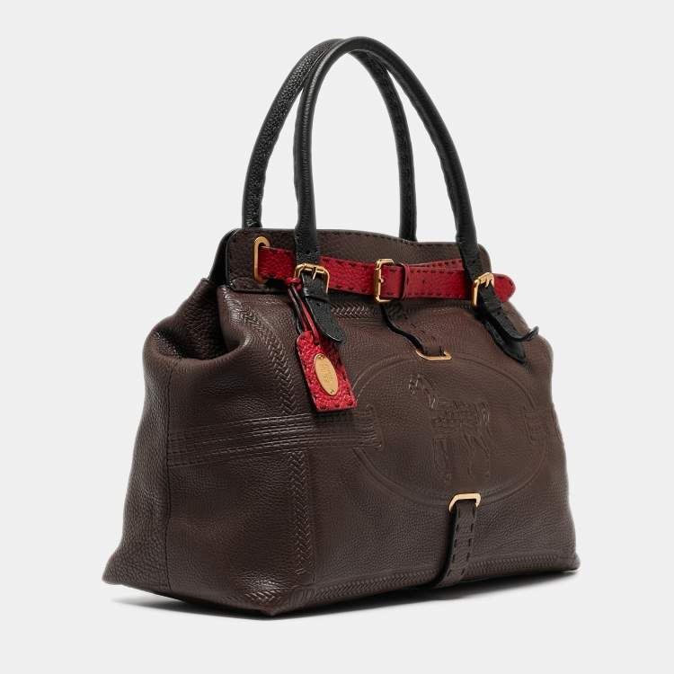 Pre Owned Fendi Tricolor Selleria Leather Large Villa Borghese Tote 